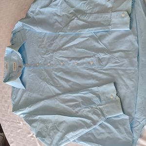 Van Heusen Broadcloth Light Blue Dress Shirt 18 36/37
